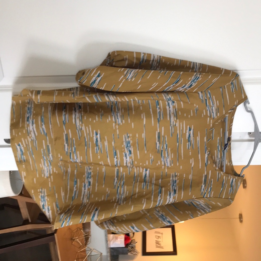 Stylish mustard + teal printed blouse